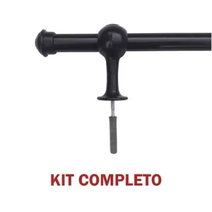 Kit Varão para Cortina Simples 2 e 00m 19mm com Ponteiras Suportes e Emenda Preto OEM Kit Varão para Cortina Simples 2 e 00m 19mm com Ponteiras e Suportes Preto OEM