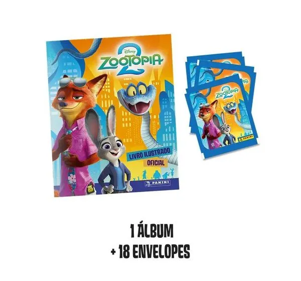 Zootopia 2- Álbum Capa Cartão + 18 Envelopes