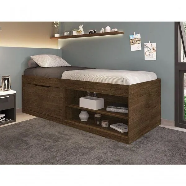 Cama Com Sapateira Solteiro 0,88 Malbec