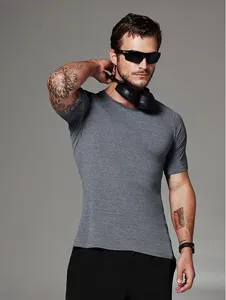 Camiseta Fitness Masculina Raglan Manga Curta Cinza Mescla M