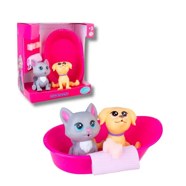 Pets da Barbie Mini Gata e Mini Taffy Hora do Banho 1916 - Pupee