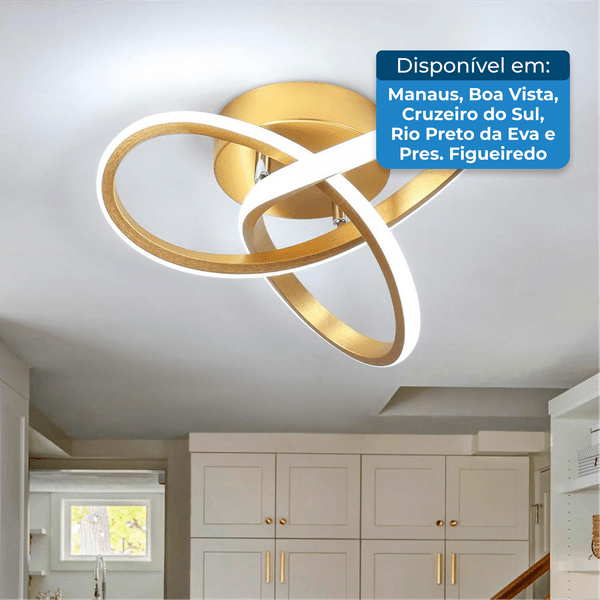 Lustre Caneoé LED Moderno Ouro A-BI