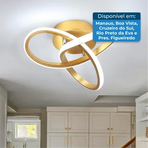 Lustre Caneoé LED Moderno Ouro A-BI