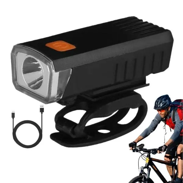 Lanterna Farol Dianteira Luz Super Brilhantes Ciclismo Bicicleta Bike Triciclo Recarregável Usb Preto