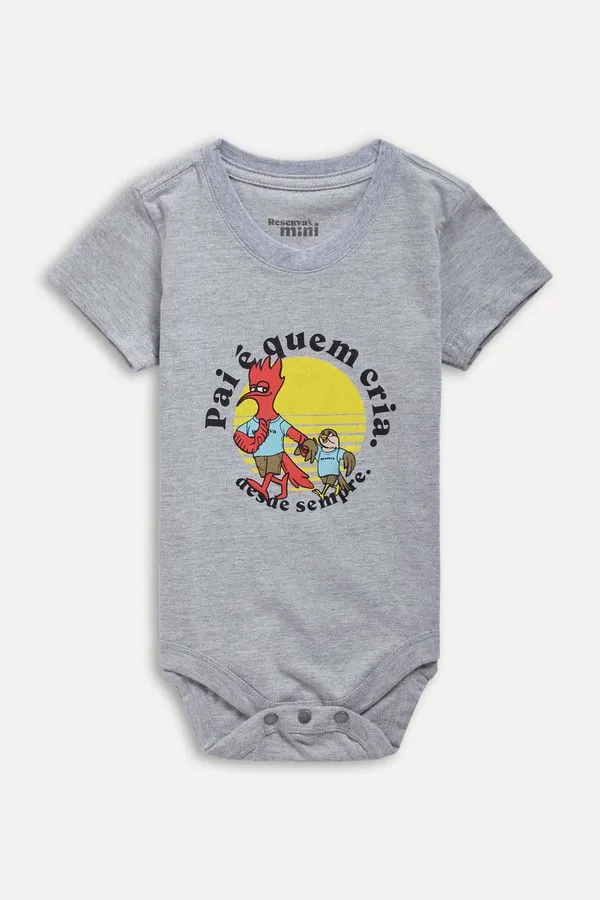 Body Bb Estampado Pai E Quem Cria Cinza Mescla - P