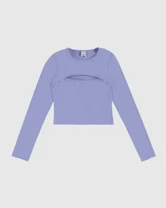 Blusa Menina Manga Longa Decote Detalhe Vazado Em Algodão Malwee Kids Roxo - 16