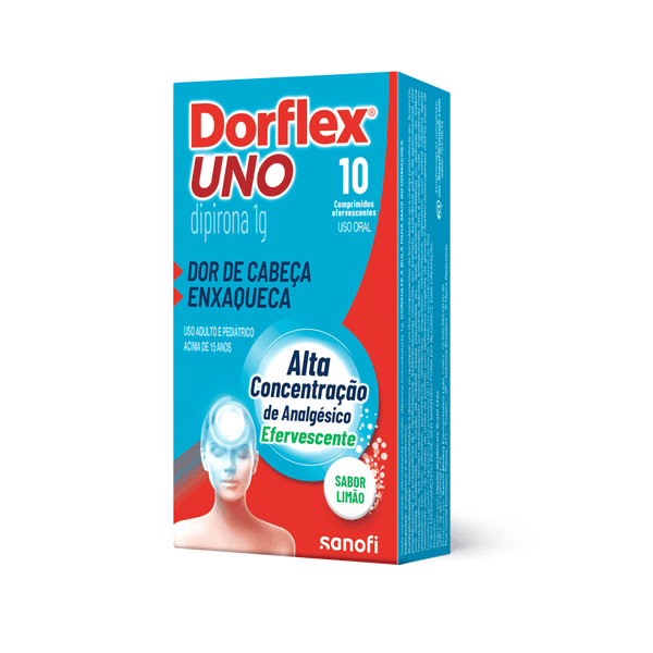 Dorflex UNO para Enxaqueca Dipirona Monoidratada 1g 10 Comprimidos Efervescentes