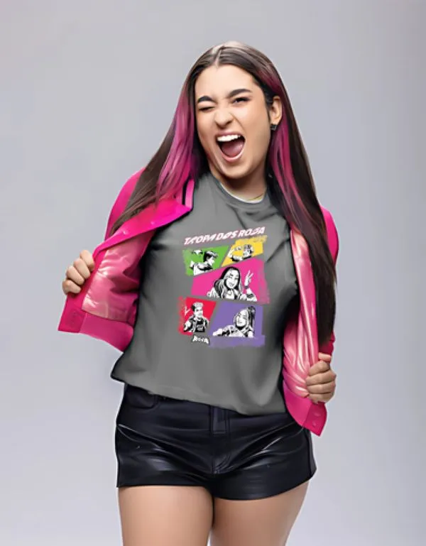 Camiseta de Algodão Dos Rosa Cinza Pintura 10 / Cinza