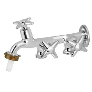 Torneira Tanque/Máquina Parede Bica Longa 3 Saídas Cromado Stoc Torneira para Tanque/Jardim Parede Longa 3 Saídas Máquina Cromado