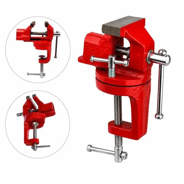 Mini Torno Morsa de Bancada 2MP Base Giratória 40mm Abertura 37mm Aço Carbono para Oficina Yeet Mini Torno Morsa de Bancada 2MP Base Giratória 40mm Aço Carbono para Trabalhos Detalhados Yeet