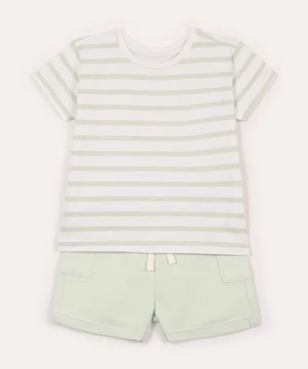 conjunto infantil curto listrado verde 2