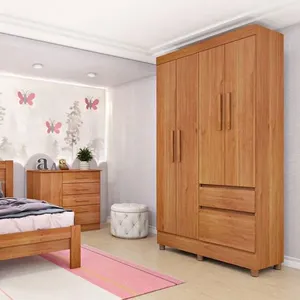 Guarda Roupa Solteiro Com Pés 4 Portas 2 Gavetas - Oregon-cinamomo - Tcil Móveis