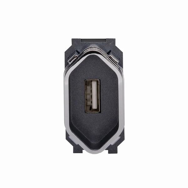 Módulo 1 Tomada Usb 2A Preto Grafite Com Cromado Novara Dicompel