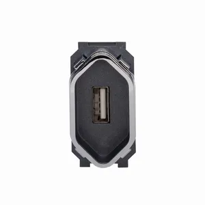 Módulo 1 Tomada Usb 2A Preto Grafite Com Cromado Novara Dicompel
