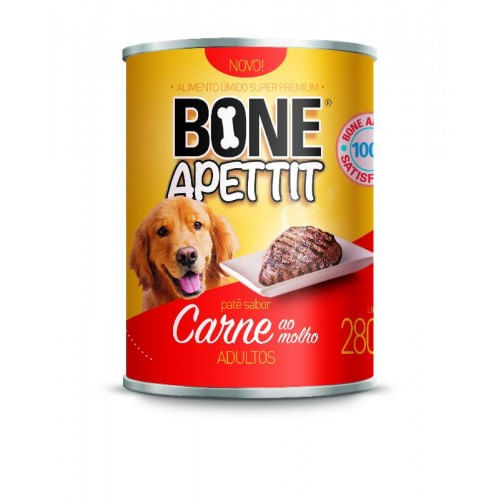 Lata Ração Patê Atacapet Bone Apettit Adulto 280g Carne
