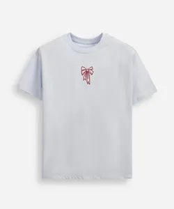 camiseta oversized juvenil de algodão lacinhos azul 12