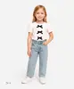 calça infantil jeans mom com strass azul 8