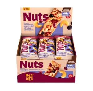 Nuts Bar Frutas vermelhas Goji e Cranberry Zero Açúcar Banana Brasil Contendo 12 Unidades de 25g Cada