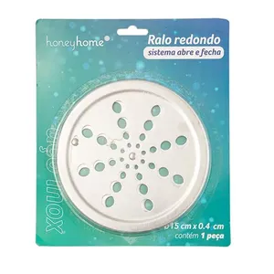 Ralo de Banheiro Redondo Antiodor Abre e Fecha Inox 15x15x0,4cm LM4273 - honeyhome