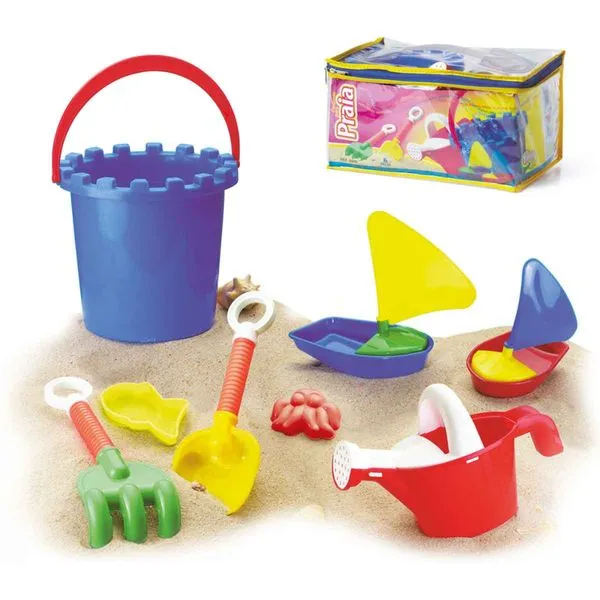 Balde De Praia Infantil Kit C 8 Peças Para Brincar Areia Monte Líbano