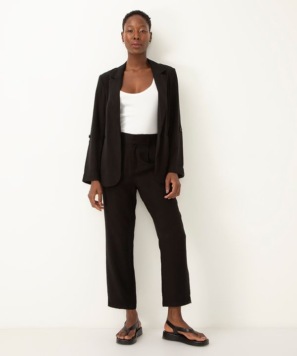 calça slouchy de viscose cós elástico preta 42