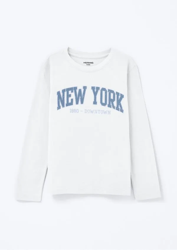 Camiseta Infantil Menino Manga Longa Com Estampa Hering Kids - Branco 012