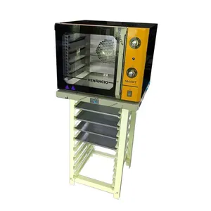 Forno Turbo Convec. Preto E Amarelo Fcsb4e 220v + Bancada Mes-004 + 4 Assadeiras - Venâncio 220v