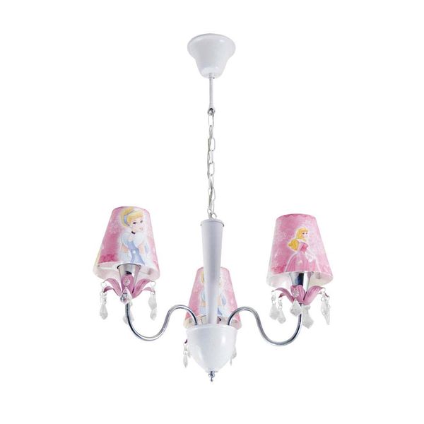 Lustre de cristais Princesas para 3 lâmpadas colorido Startec