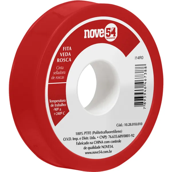 Fita Veda-Rosca 18mm x 5m Branca 100% PTFE - NOVE54