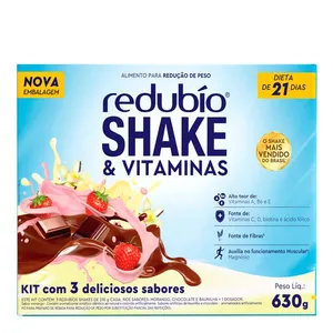 Kit Shake Rebudío Morango, Chocolate e Baunilha 630g