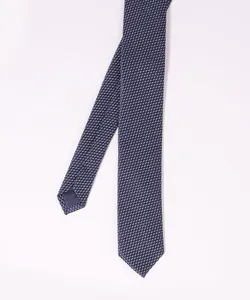 Gravata Masculina Sim em Jacquard Azul Marinho Único