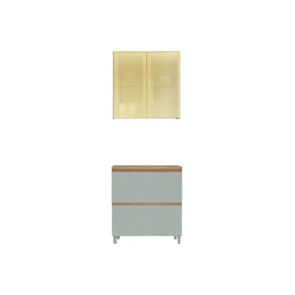 Kit Cozinha Nesher 2 Peças Rainha CZ424 Nature/Verde
