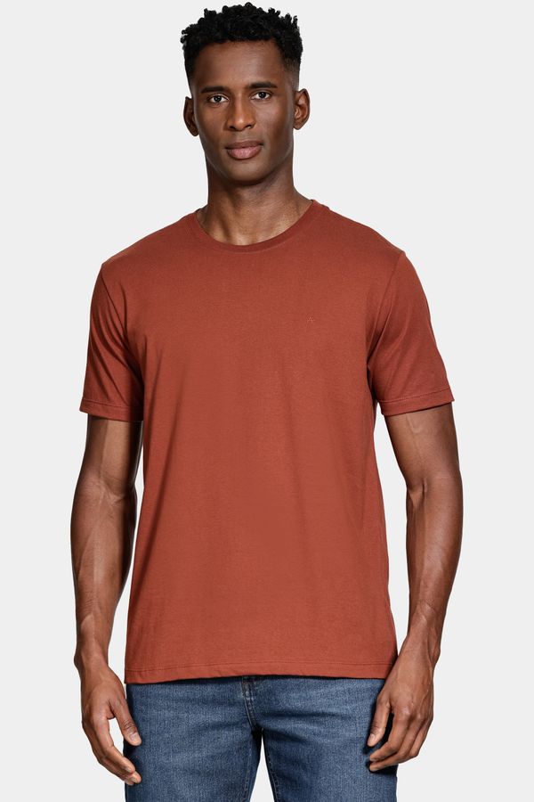 Camiseta Manga Curta Bordado Básica Tijolo - XGG