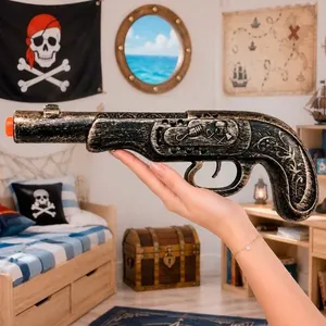 Brinquedo Pistola Pirata Revolver Garrucha Colecionável para Fantasia e Cosplay Dourado Pistola Garrucha Pirata Brinquedo Colecionável para Cosplay Dourado
