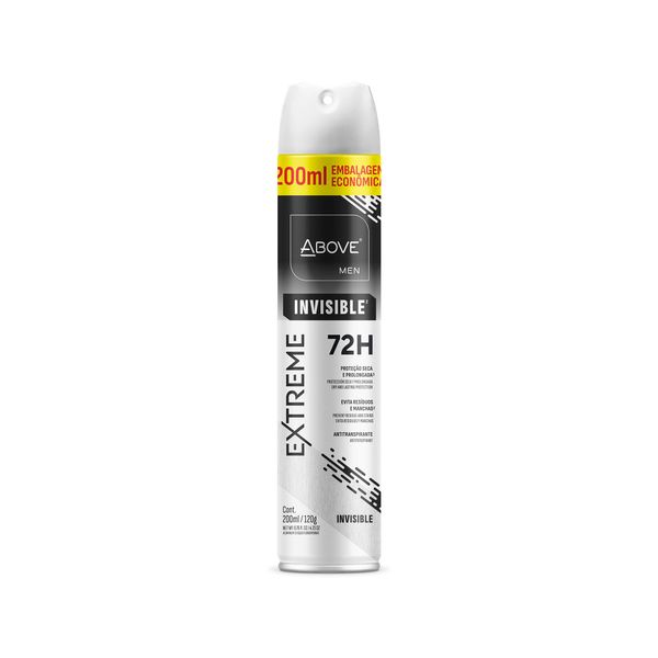 Desodorante Antitranspirante Above Men Extreme Invisible 72h Aerossol 200ml