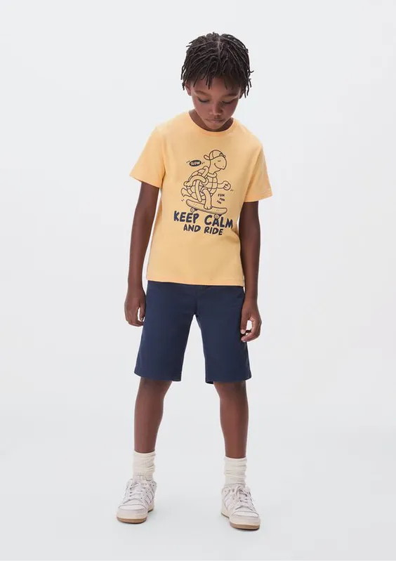 Camiseta Infantil Menino Manga Curta Com Estampa - Laranja 014