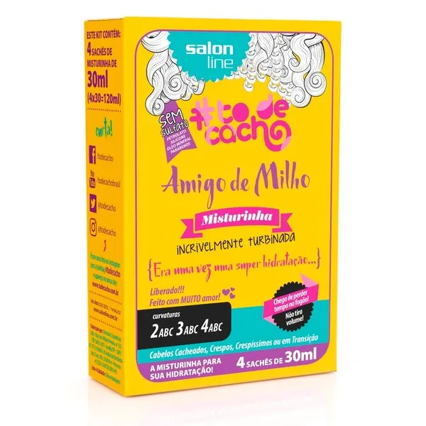 Kit Salon Line Amigo de Milho Misturinha Era uma vez uma Super Hidratação 4 sachês de 30ml