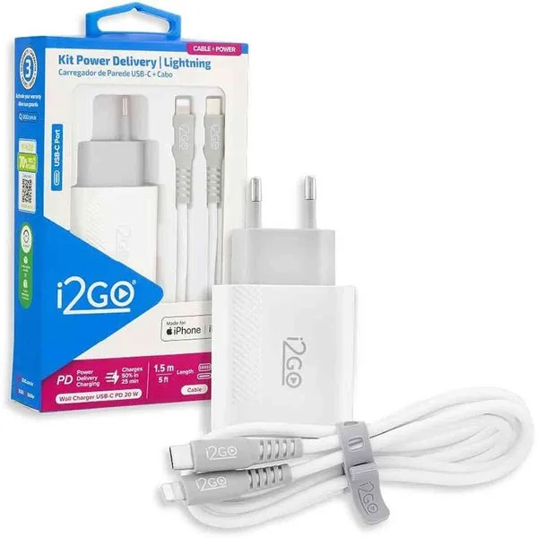 Kit Carregador I2go Usb-C Para Lightning 1,5m 20w
