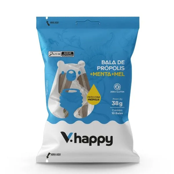 Bala de Própolis + Menta e Mel V.Happy 38g