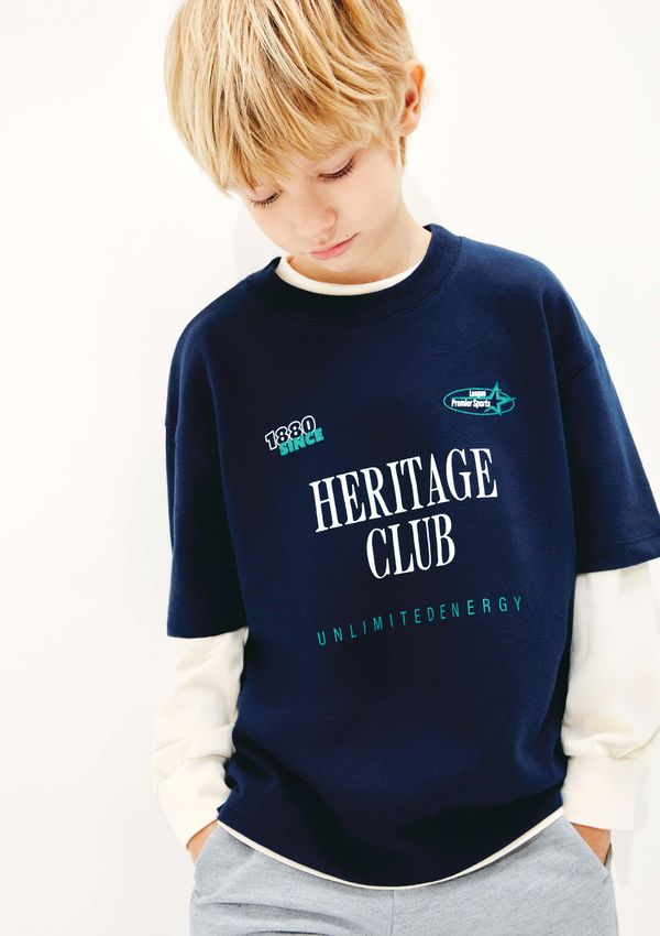 Camiseta Infantil Menino Estampada Oversized - Azul 010