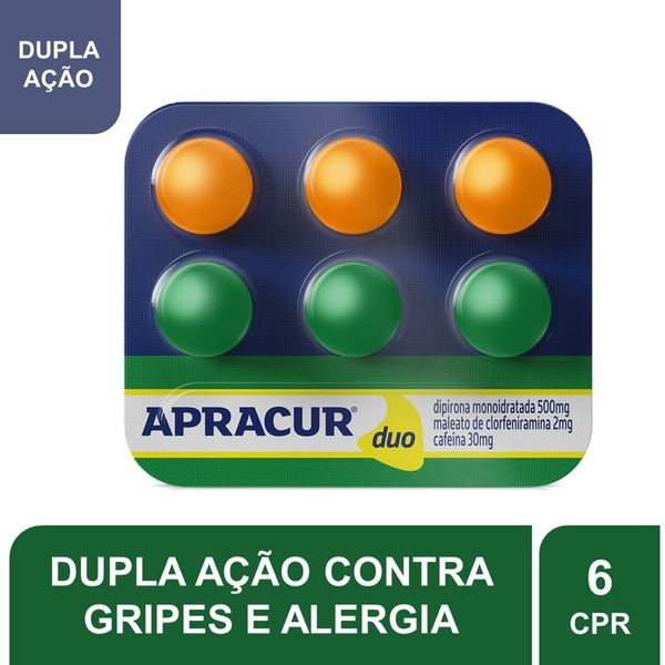 Antigripal Apracur Duo 500mg + 2mg + 30mg 6 Comprimidos
