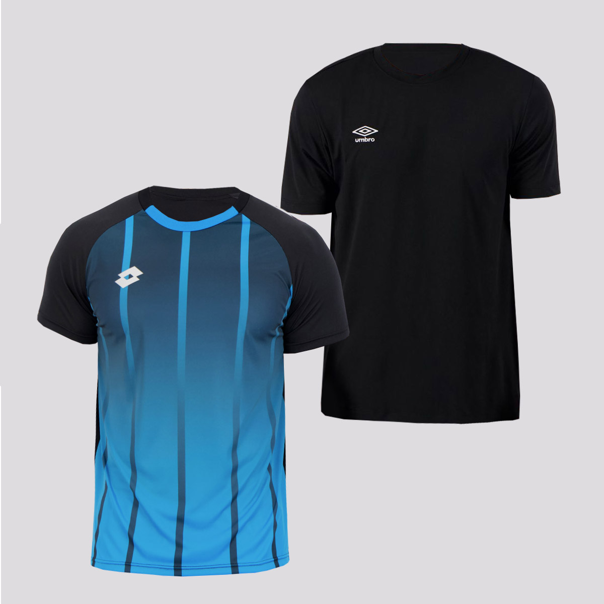 Kit Camisas Umbro TWR e Lotto Stripes Preta e Azul