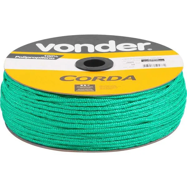 Corda Multifilamento Trançada 4mm x 360m Verde - VONDER