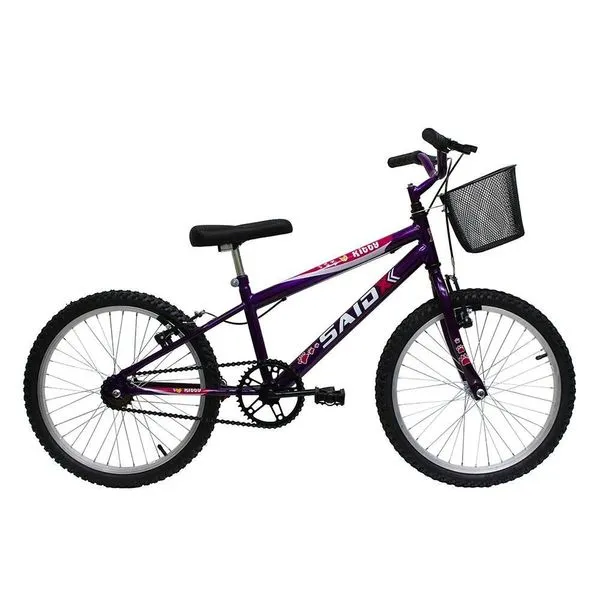 Bicicleta Aro 20 Bike Infantil Meninas Feminina Com Cesta Saidx Violeta