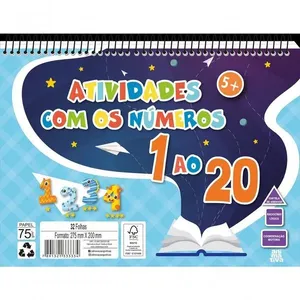 Caderno de Atividades ANIMATIVA com Números 32 Folhas Espiral 28cm X 20cm com Cartela de Adesivos Caderno de Atividades ANIMATIVA com Números 32 Folhas Espiral 28cm X 20cm