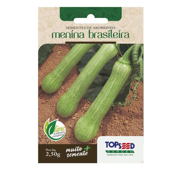Sementes de Abobrinha Menina Brasileira Tradicional Topseed Garden Único