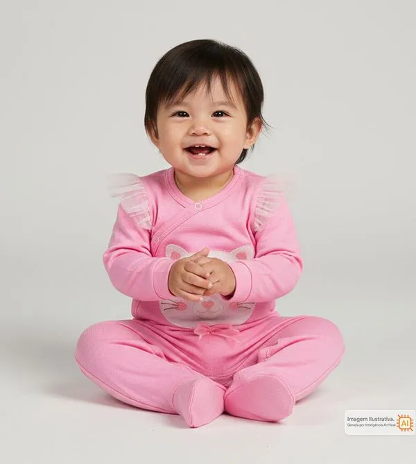 Macacão Gatinha Meiga Rosa - G
