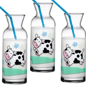 Kit de 3 jarrinhas de Vidro - Retro - 250 ML - Vaquinha