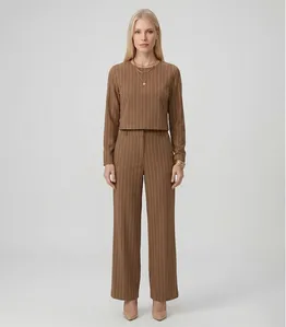 Calça Feminina Pantalona Twill Lurex Endless Marrom M