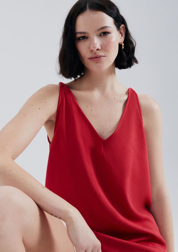 Regata Feminina Em Tecido Creponado - Vermelho M